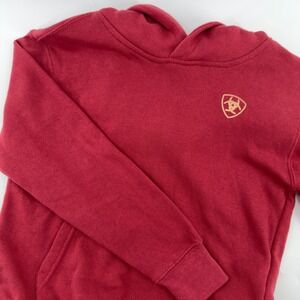 Ariat Youth Burgundy Long Sleeve Hoodie Gold Logo Pocket Size S 8